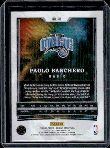 2022-23 Panini Origins #40 Paolo Banchero RC