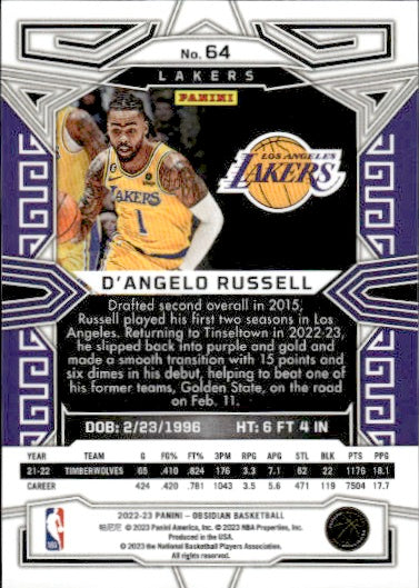 2022-23 Panini Obsidian #64 D'Angelo Russell