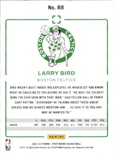 2021-22 Panini Photogenic #88 Larry Bird