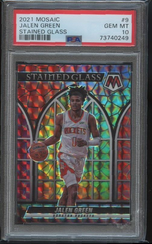 2021-22 Panini Mosaic #9 Jalen Green Stained Glass PSA 10 RC