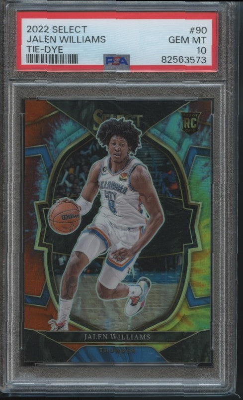 2022-23 Panini Select #90 Jalen Williams Tie-Dye Prizms PSA 10 #/25 RC