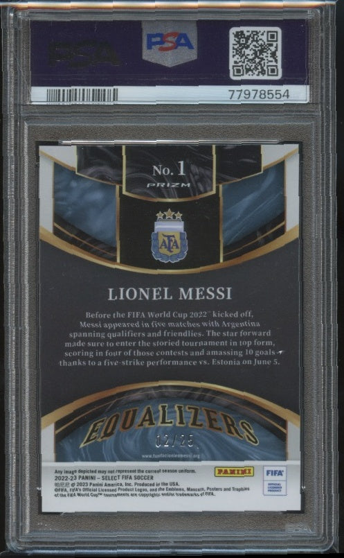 2022-23 Panini Select FIFA #1 Lionel Messi Equalizers Pink PSA 9 #/25