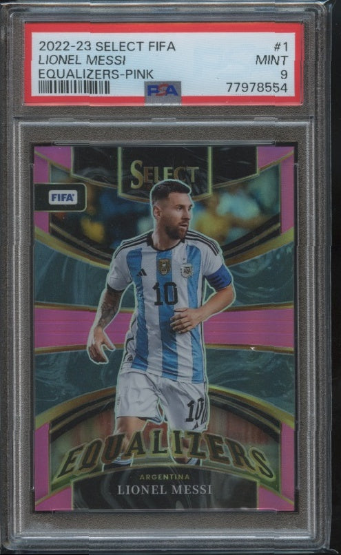 2022-23 Panini Select FIFA #1 Lionel Messi Equalizers Pink PSA 9 #/25