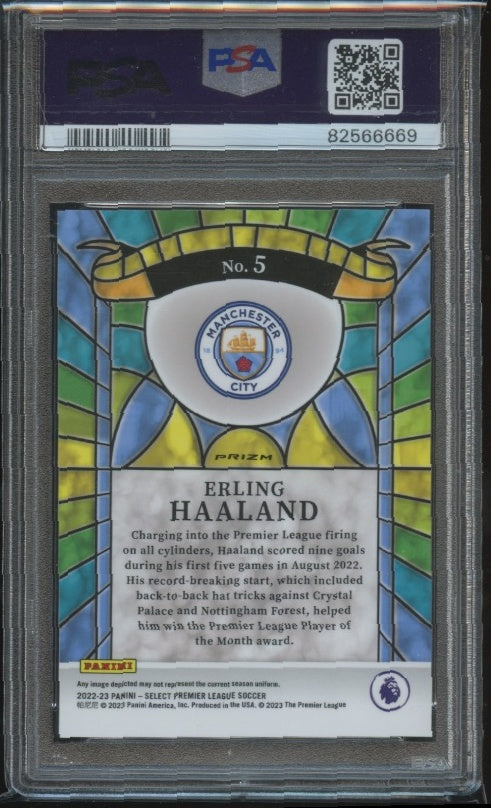 2022-23 Panini Select Premier League #5 Erling Haaland Stained Glass PSA 9