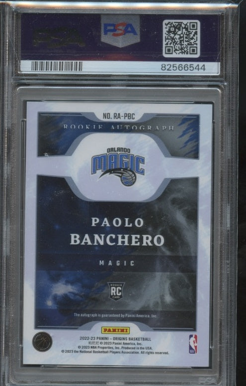 2022-23 Panini Origins #RA-PBC Paolo Banchero Rookie Auto Gold PSA 8 #/10 RC