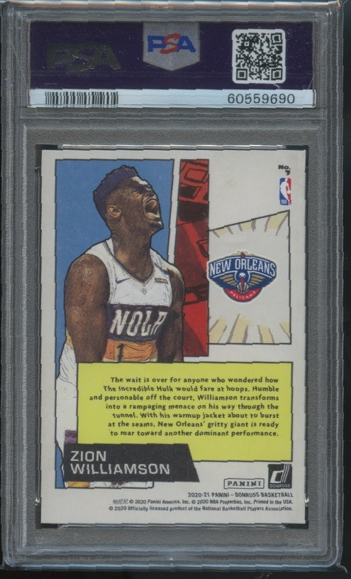 2020-21 Donruss #7 Zion Williamson Net Marvels PSA 8