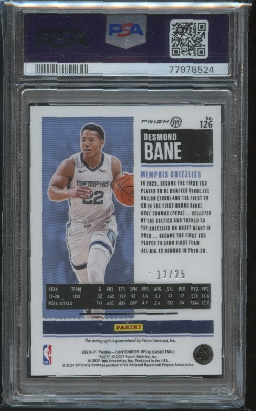 2020-21 Panini Contenders Optic #126b Desmond Bane Orange PSA 9 #/25 RC