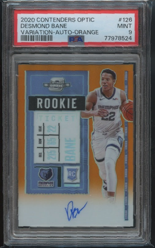 2020-21 Panini Contenders Optic #126b Desmond Bane Orange PSA 9 #/25 RC