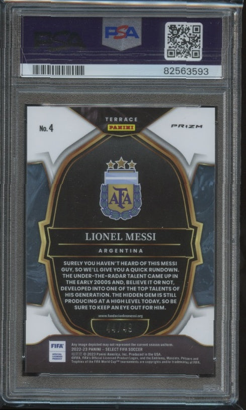 2022-23 Panini Select FIFA #4 Lionel Messi Tie-Dye PSA 9 #/49