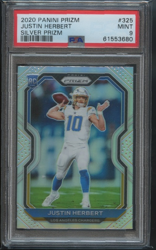 2020 Panini Prizm #325 Justin Herbert Silver Prizm PSA 9 RC