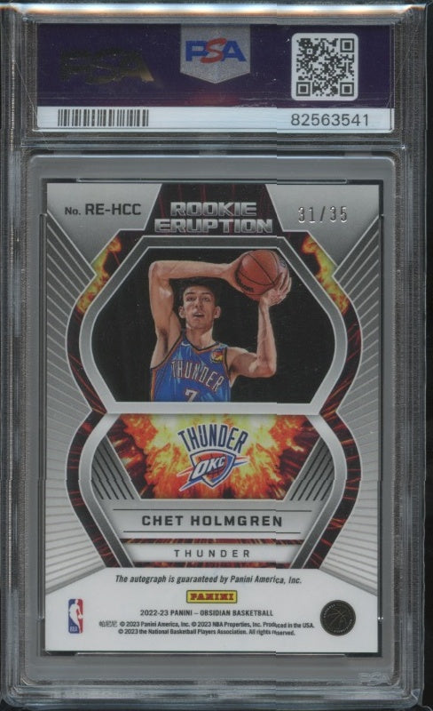 2022-23 Panini Obsidian #RE-HCC Chet Holmgren Eruption Auto Orange PSA 9 #/35 RC