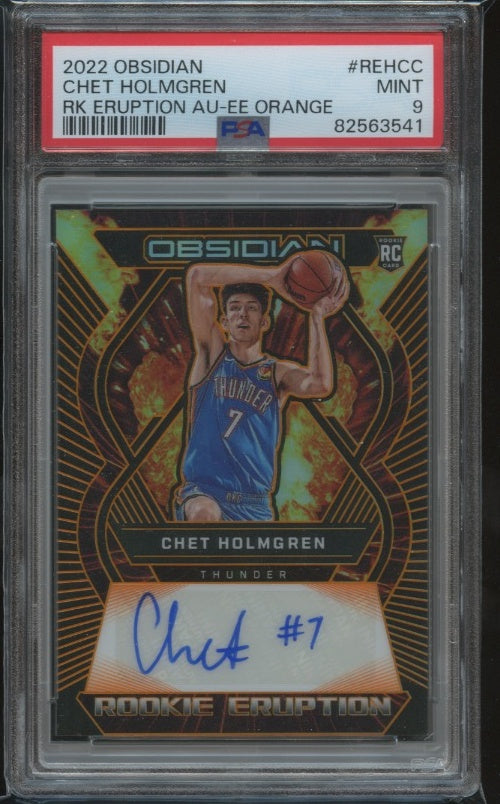 2022-23 Panini Obsidian #RE-HCC Chet Holmgren Eruption Auto Orange PSA 9 #/35 RC