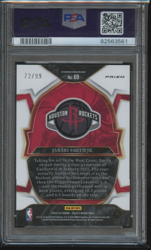 2022-23 Panini Select #69 Jabari Smith Jr. Light Blue Disco Prizms PSA 9 #/99 RC