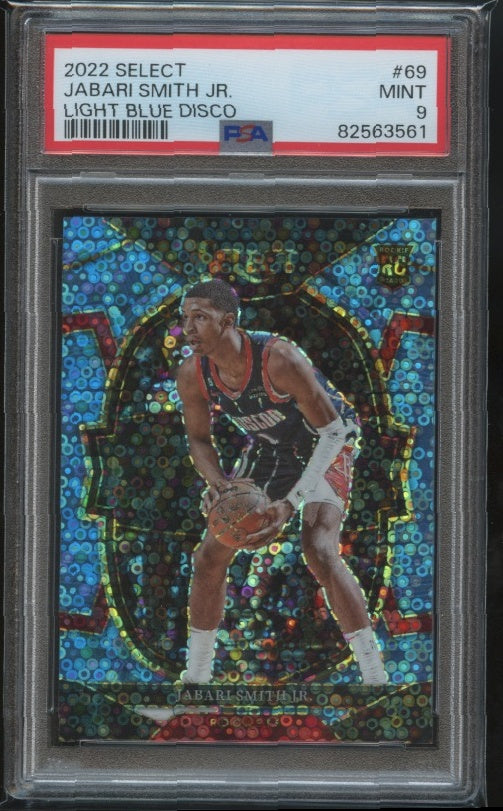 2022-23 Panini Select #69 Jabari Smith Jr. Light Blue Disco Prizms PSA 9 #/99 RC