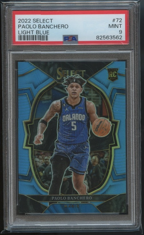 2022-23 Panini Select #72 Paolo Banchero Light Blue Prizms PSA 9 #/299 RC