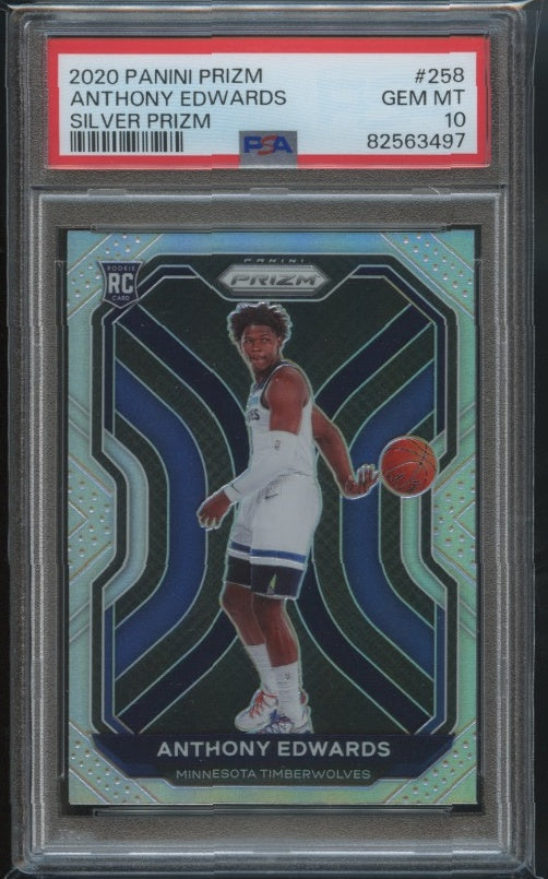 2020-21 Panini Prizm #258 Anthony Edwards Silver Prizms PSA 10 RC