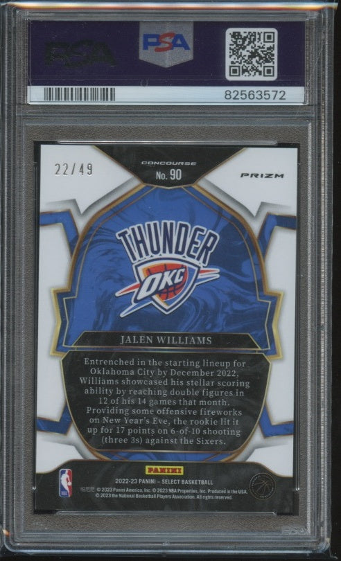 2022-23 Panini Select #90 Jalen Williams Copper Plaid Prizms PSA 8 #/49 RC