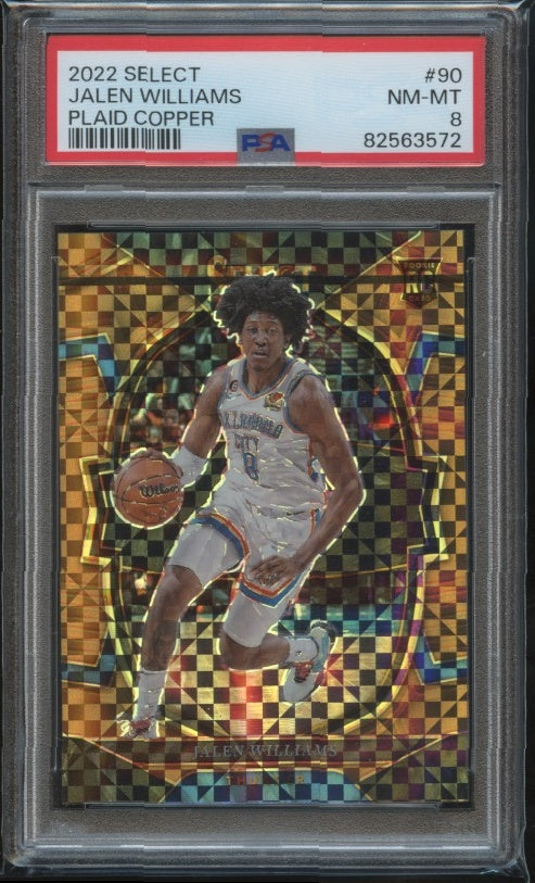 2022-23 Panini Select #90 Jalen Williams Copper Plaid Prizms PSA 8 #/49 RC