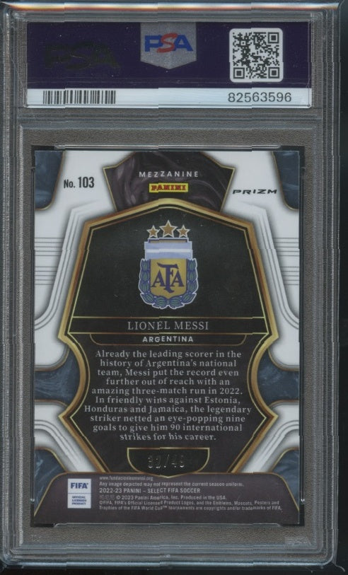 2022-23 Panini Select FIFA #103 Lionel Messi Tie-Dye PSA 10