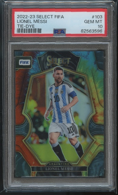 2022-23 Panini Select FIFA #103 Lionel Messi Tie-Dye PSA 10