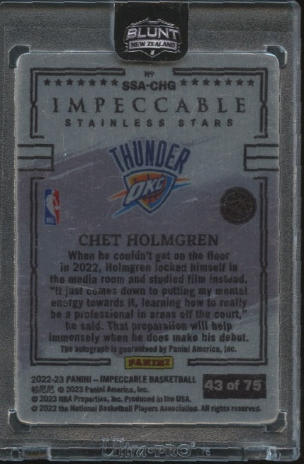 2022-23 Panini Impeccable #SSA-CHG Chet Holmgren Stainless Stars Auto #/75 RC