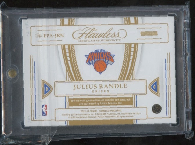 2021-22 Panini Flawless #FPA-JRN Julius Randle Flawless Patch Auto Ruby #/15