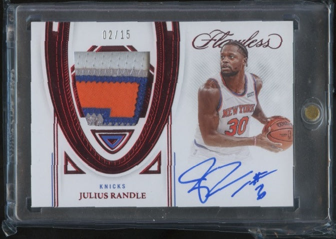 2021-22 Panini Flawless #FPA-JRN Julius Randle Flawless Patch Auto Ruby #/15