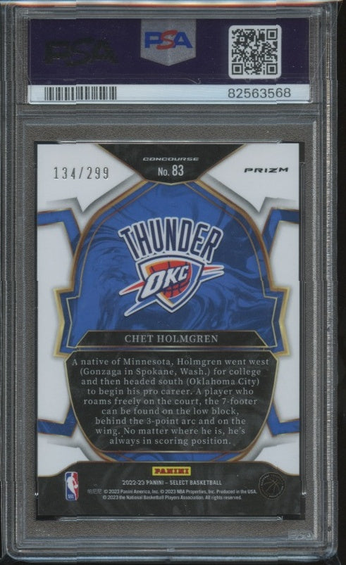 2022-23 Panini Select #83 Chet Holmgren Light Blue Prizms PSA 9 #/299 RC