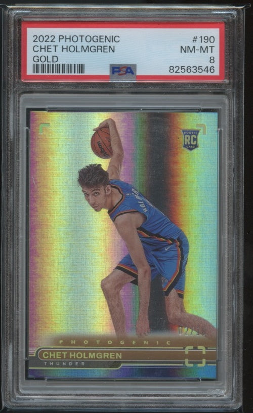 2022-23 Panini PhotoGenic #190 Chet Holmgren Gold PSA 8 #/10 RC