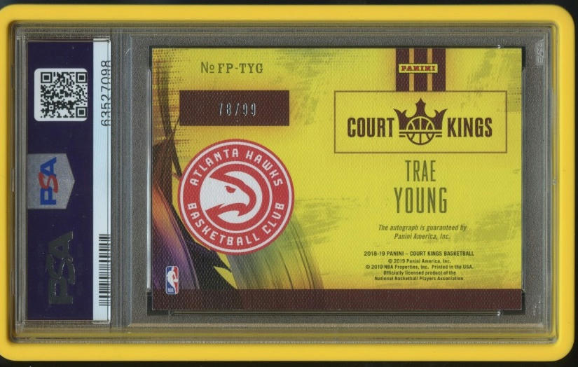 2018-19 Panini Court Kings #FP-TYG Trae Young Fresh Paint Ruby PSA 8 #/99 RC