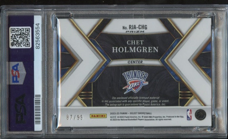 2022-23 Panini Select #RJA-CHG Chet Holmgren RJA PSA 9 #/99 RC