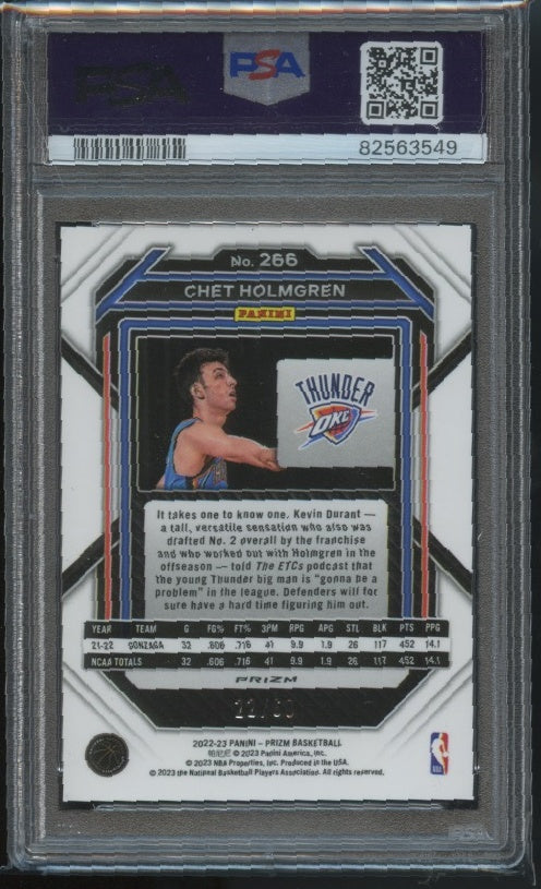 2022-23 Panini Prizm #266 Chet Holmgren Prizms Orange Wave PSA 9 #/60 RC