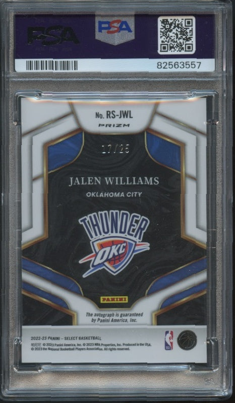 2022-23 Panini Select #RS-JWL Jalen Williams Rookie Auto Tie-Dye PSA 10 #/25 RC