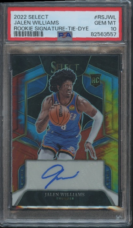 2022-23 Panini Select #RS-JWL Jalen Williams Rookie Auto Tie-Dye PSA 10 #/25 RC