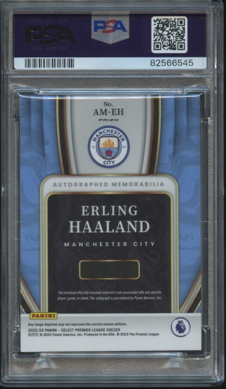 2022-23 Panini Select Premier League #AM-EH Erling Haaland Autographed Mem PSA 8