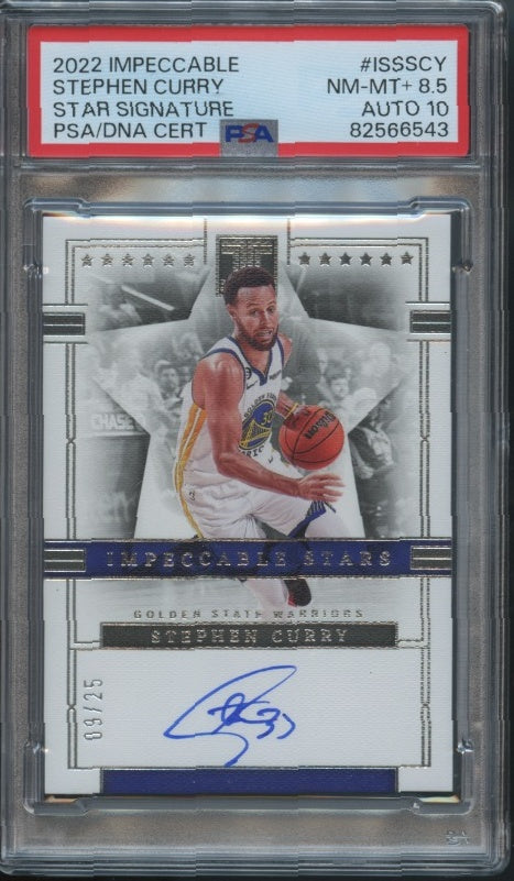 2022-23 Panini Impeccable Stephen Curry Impeccable Stars Signatures PSA 8.5 #/25