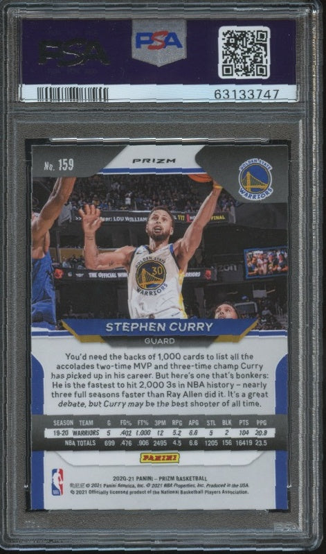 2020-21 Panini Prizm #159 Stephen Curry Gold Wave Prizms PSA 10