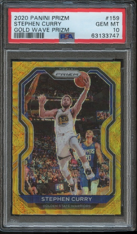 2020-21 Panini Prizm #159 Stephen Curry Gold Wave Prizms PSA 10