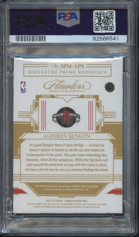 2021-22 Panini Flawless #SPM-APS Alperen Sengun Sig Prime Materials Ruby #/15 RC