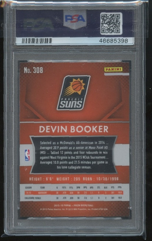 2015-16 Panini Prizm #308 Devin Booker PSA 9 RC