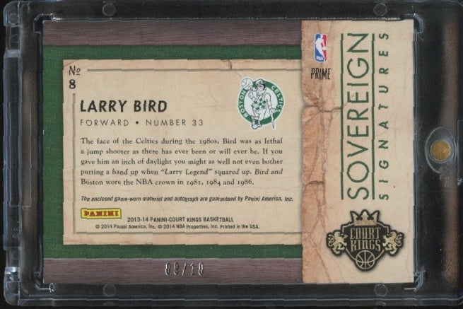 2013-14 Panini Court Kings #8 Larry Bird Sovereign Signatures Prime #/10