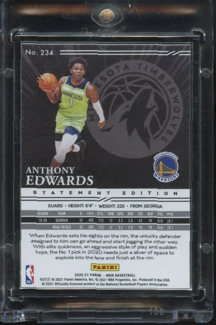 2020-21 Panini Noir #234 Anthony Edwards #/25 RC,Silver Frame