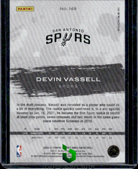 2020-21 Panini Court Kings #149 Devin Vassell Level 3 RC