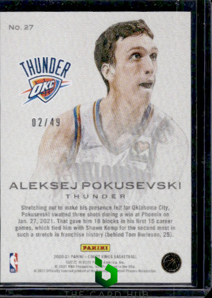 2020-21 Panini Court Kings #27 Aleksej Pokusevski Works in Progress #/49 RC