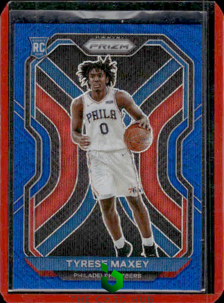 2020-21 Panini Prizm #256 Tyrese Maxey Blue Wave Prizms RC