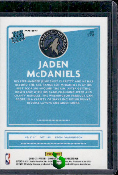 2020-21 Donruss Optic #178 Jaden McDaniels Holo RC