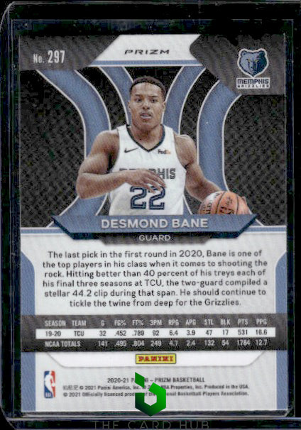 2020-21 Panini Prizm #297 Desmond Bane Silver Prizms RC