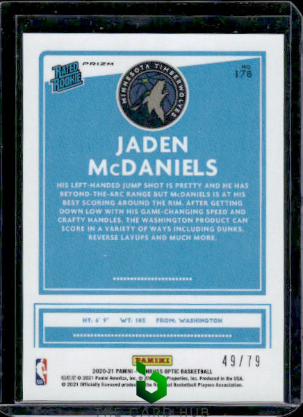 2020-21 Donruss Optic #178 Jaden McDaniels Pink Velocity #/79 RC