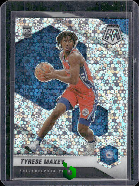 2020-21 Panini Mosaic #203 Tyrese Maxey Mosaic Fast Break Silver Variation