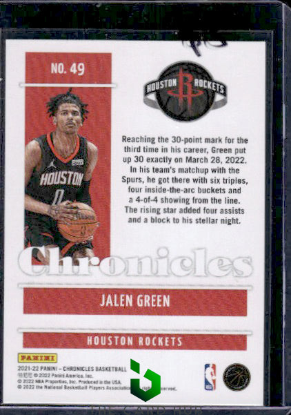 2021-22 Panini Chronicles #49 Jalen Green Green RC